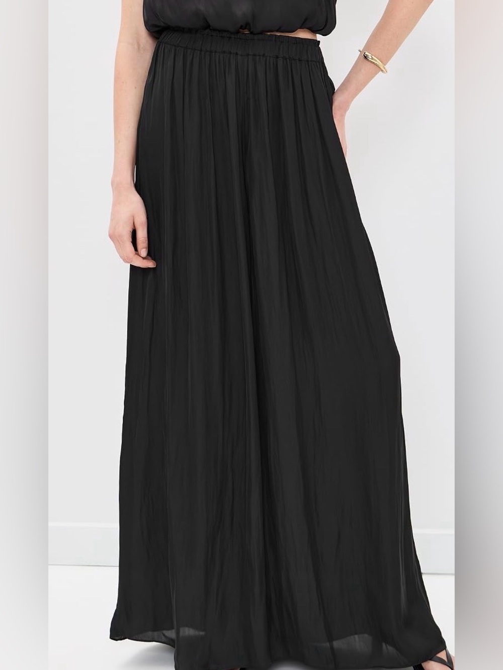 La Ligne Fleur Wide Leg Satin Pants Black Size M